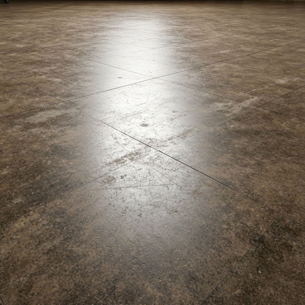 Dirty worn floor before professional cleaning service